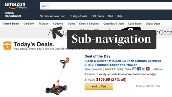 amazon sub-navigation