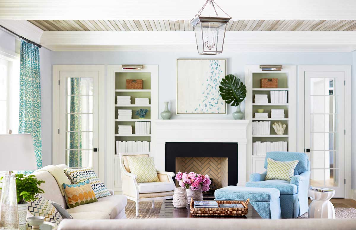 colorful beachy living room photos